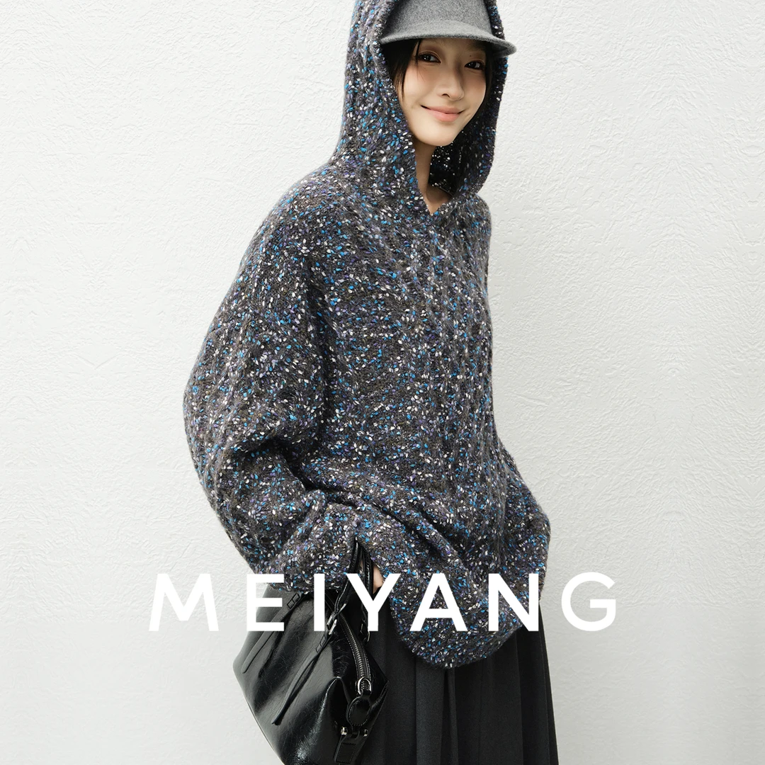 美洋MEIYANG 彩点针织衫【商场同款】休闲连帽宽松毛衣