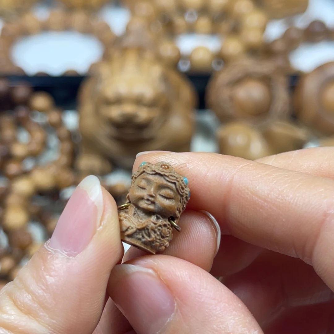 檀香木吊坠度母配饰配饰