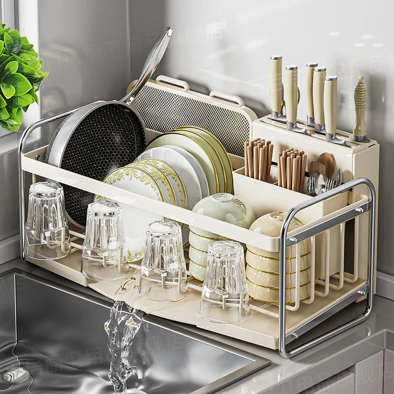新款碳钢碗碟收纳架厨房水槽置物架窄边款沥水篮放碗盘碗筷碗架子