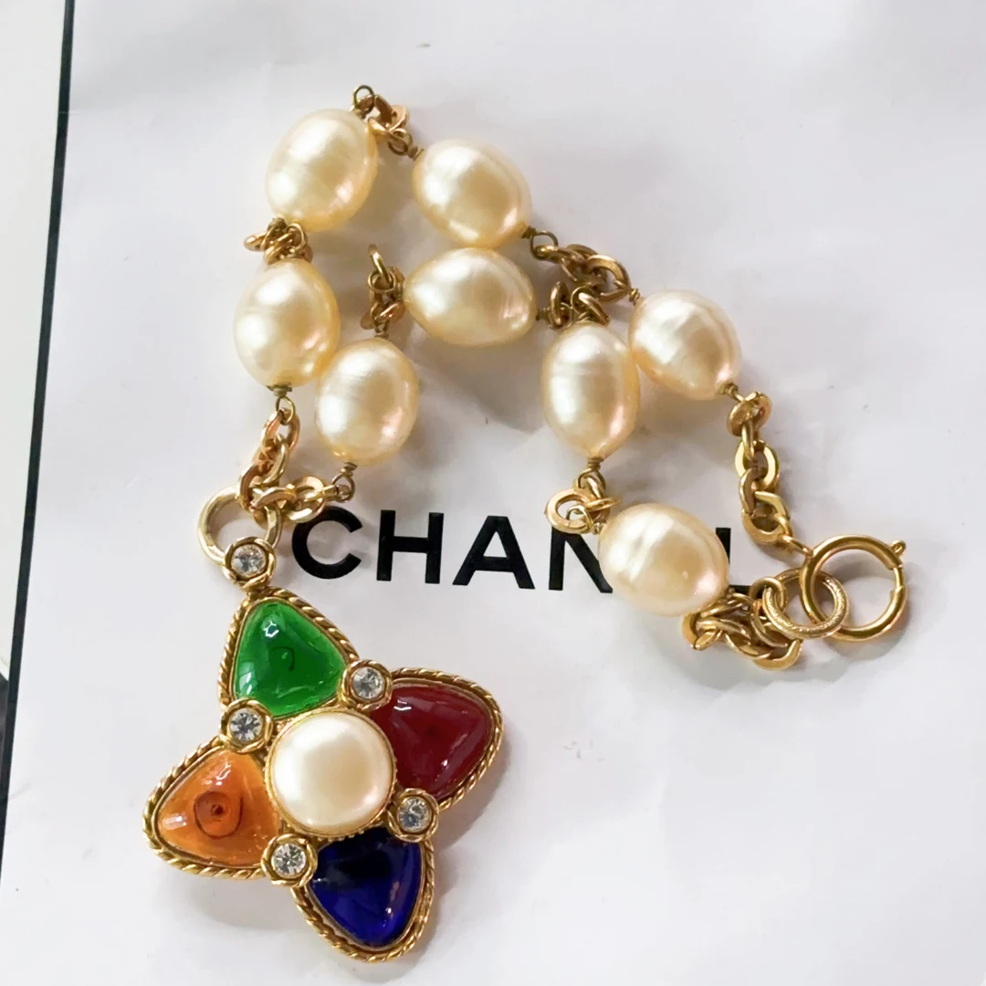 95新 Chanel/香奈儿 Chanel vintage香奈儿中古芒星珍珠项链