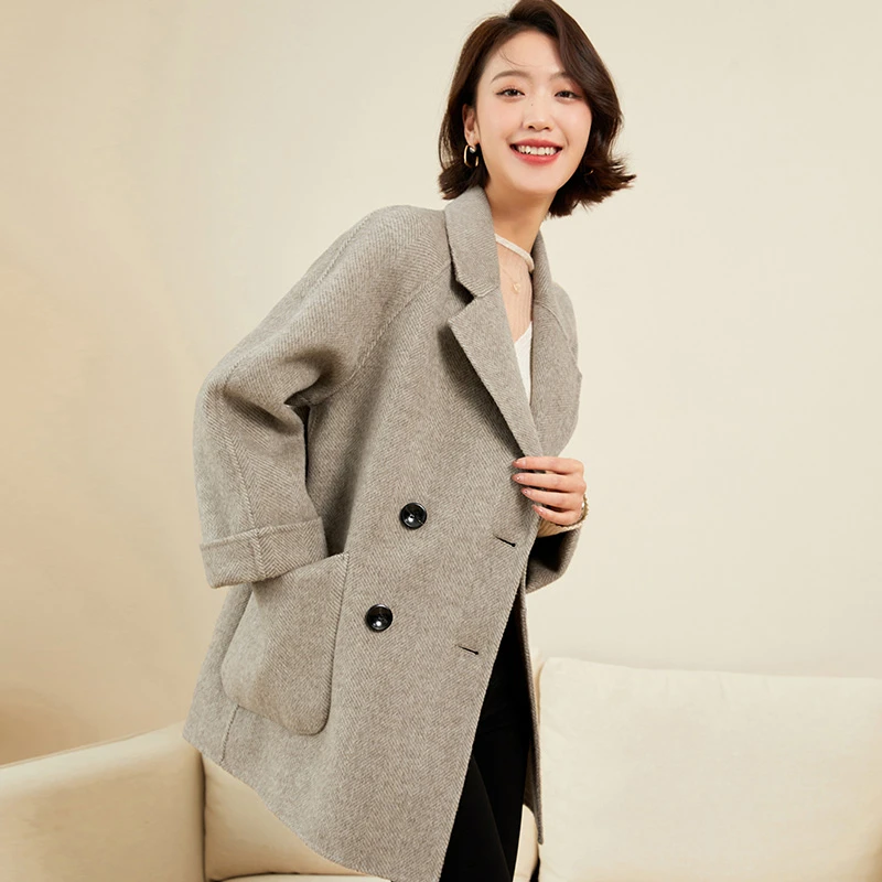 【小陈甄选】大衣宽松外套高级感气质中长款上衣KF20211108双色