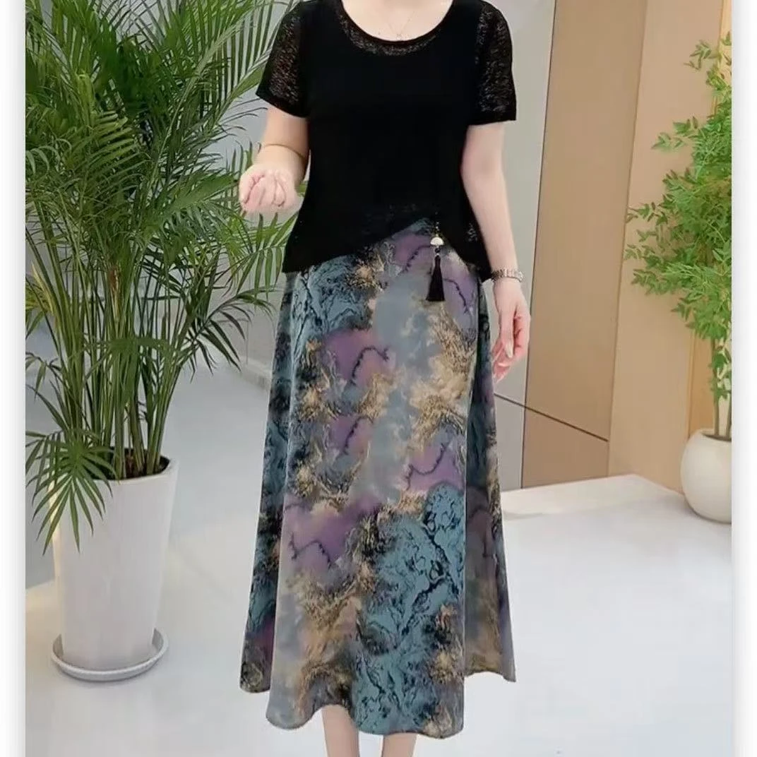 中年妈妈时尚套装女2025夏季新款轻熟优雅气质新中式连衣裙两件套