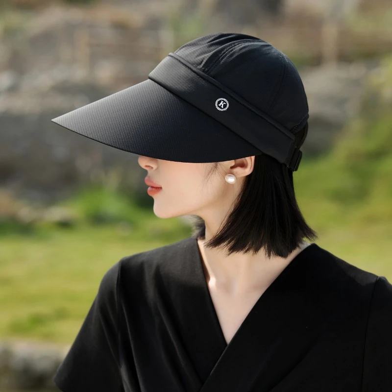 新款夏季遮阳帽女K标可拆卸多功能大檐防风太阳帽户外空顶太阳帽