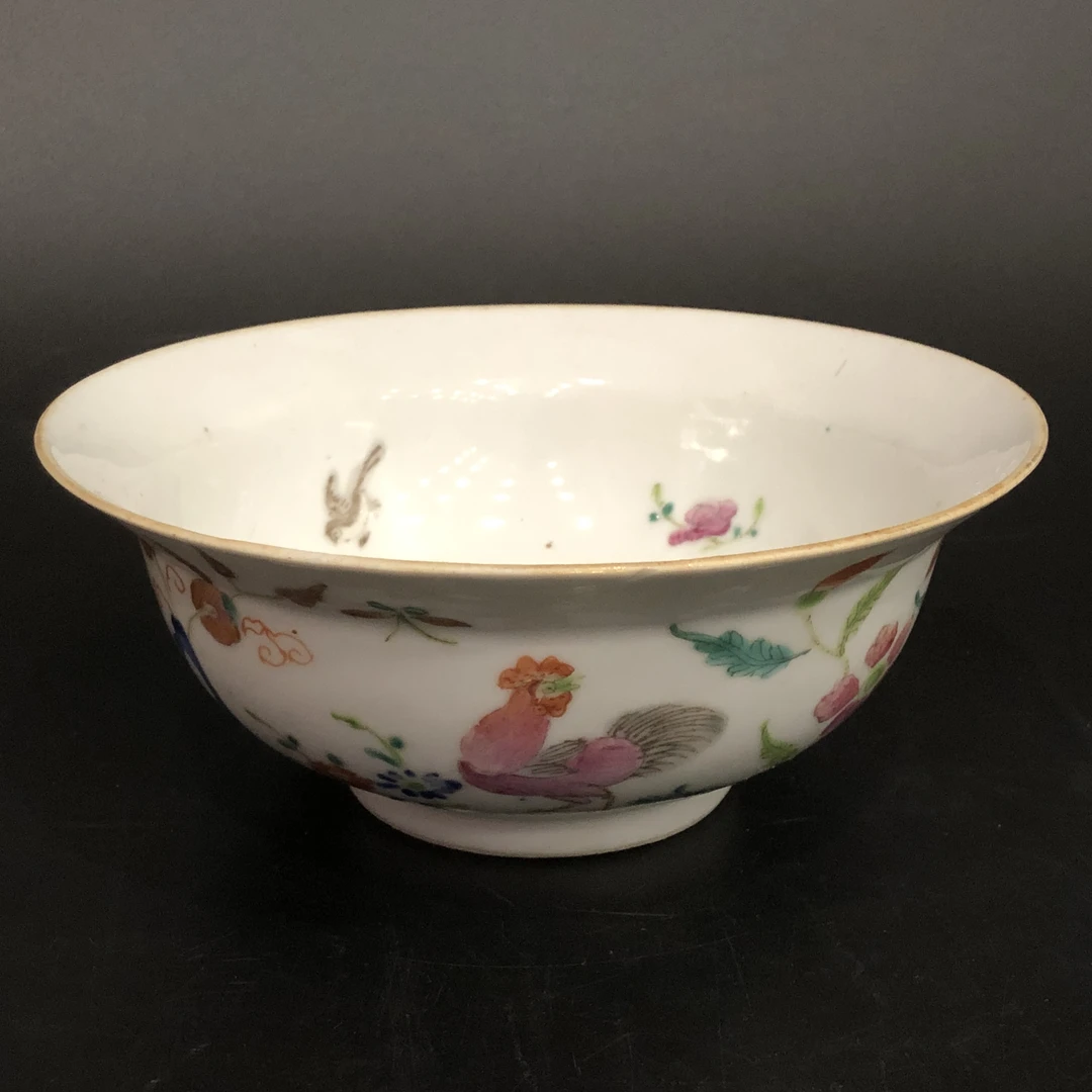 25091237 清道光粉彩官上加官折沿碗 口径17.6cm*高7.2cm