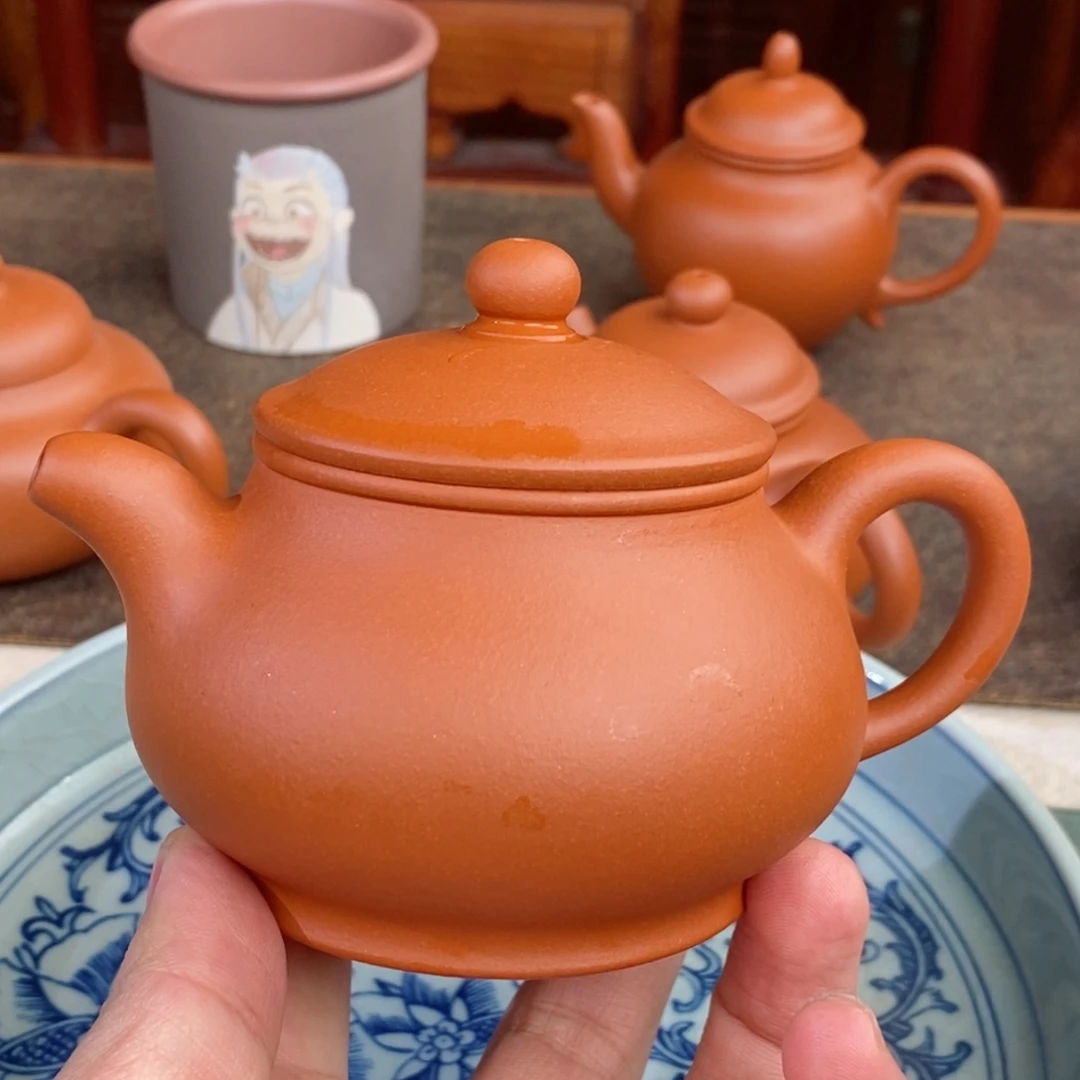 紫砂茶壶小红泥潘壶180毫升半手工