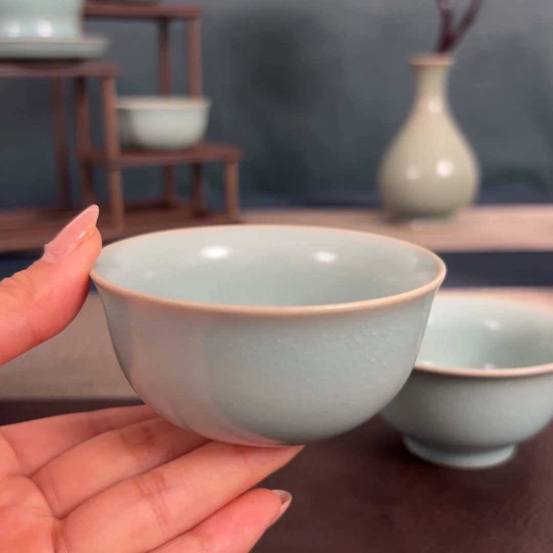 摆件仿古天青鸡缸杯