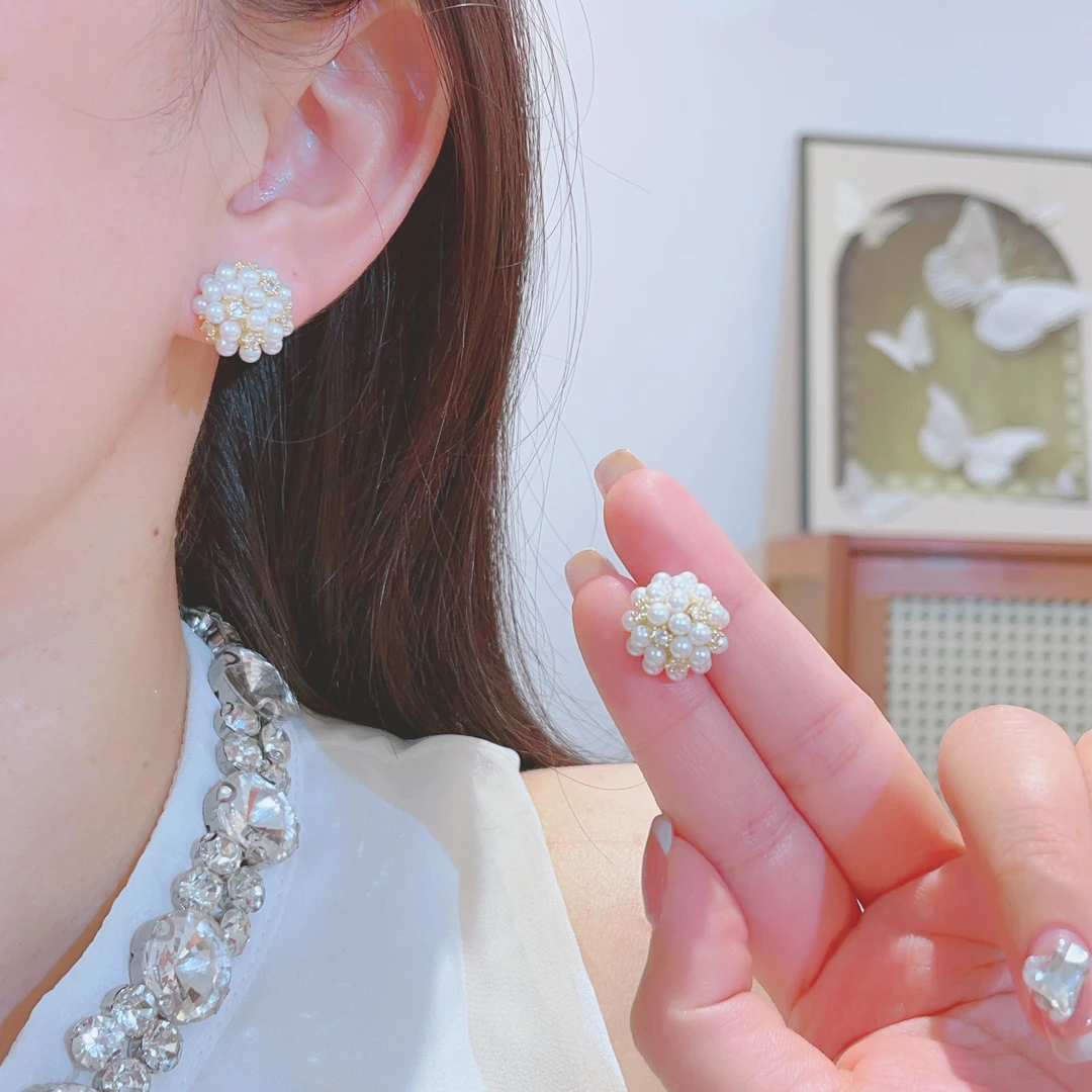 925银针 轻奢复古气质百搭高级感迷你珠珠耳钉-437