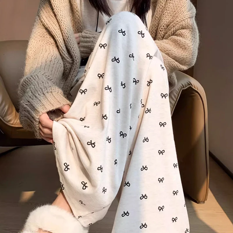 蝴蝶结糯米裤春秋新款高腰垂感显瘦小个子宽松慵懒休闲山本阔腿裤