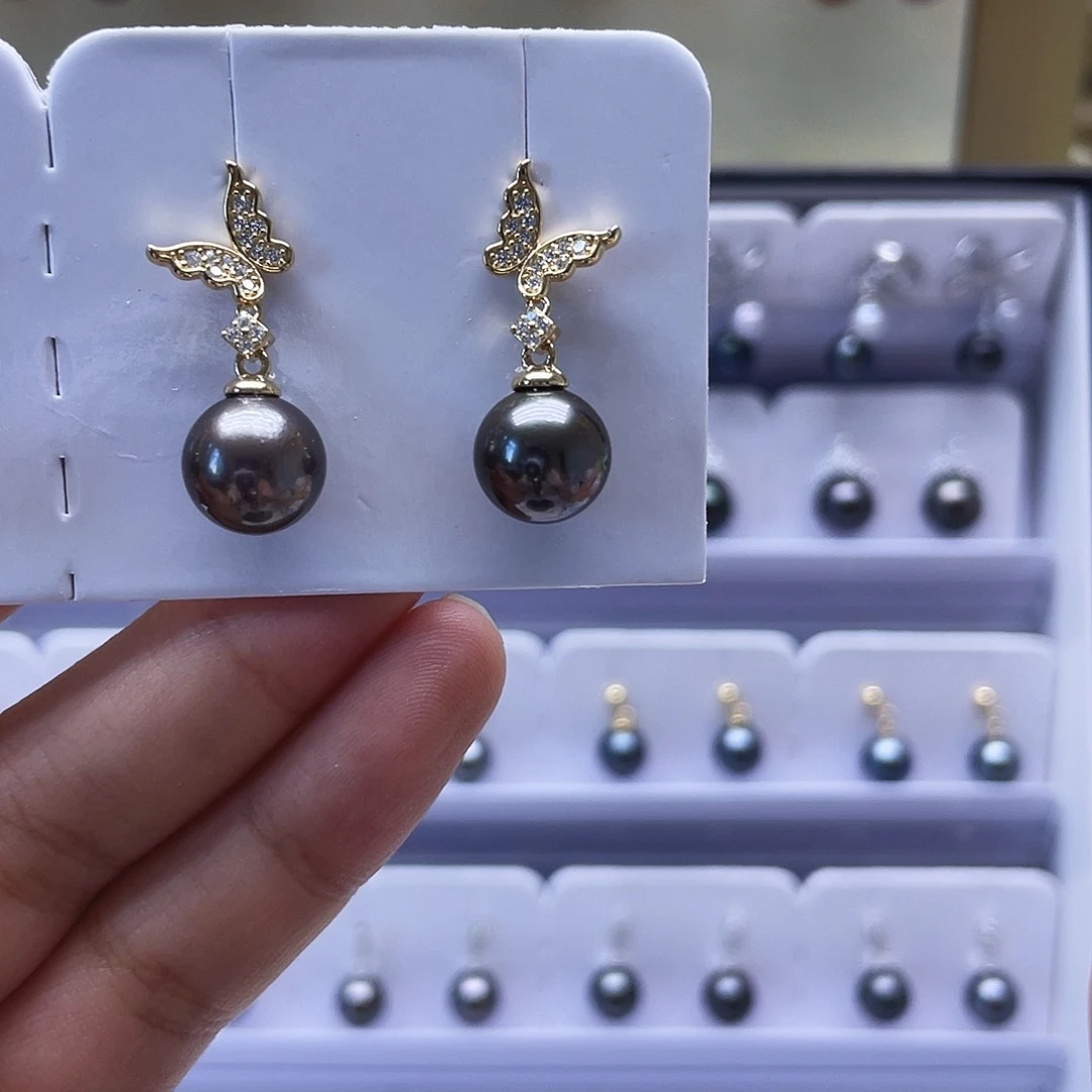 海水珍珠耳饰银S925镶嵌