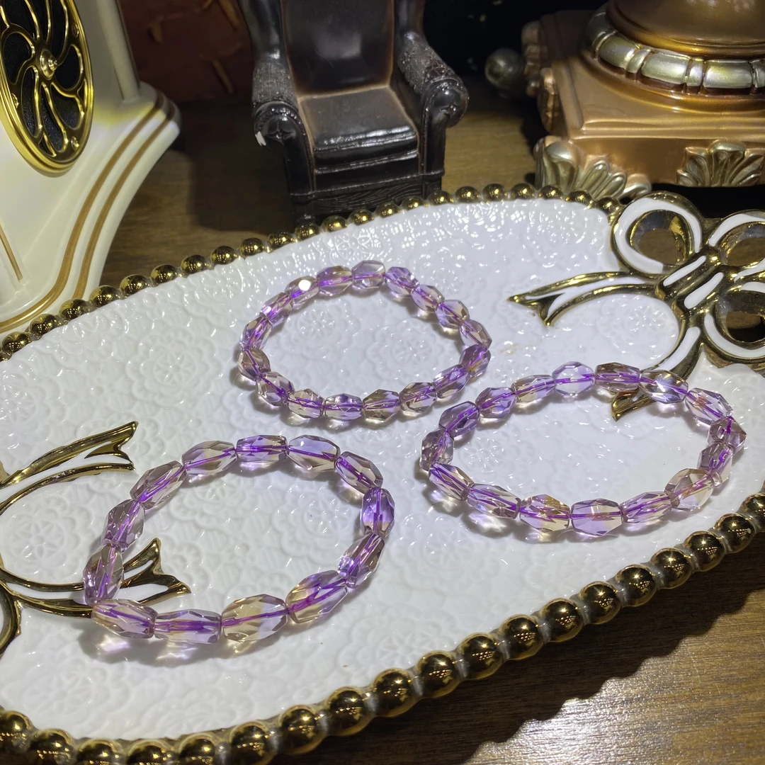 D292-珍藏级全净体紫黄晶水晶手串单圈-多样性发其一