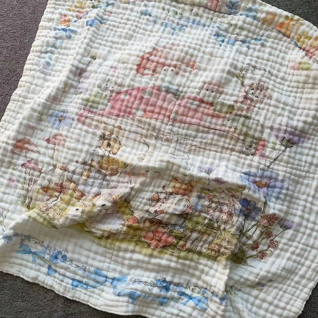 六层纯棉纱布婴儿洗澡巾宝宝浴巾柔软亲肤透气不起球吸水