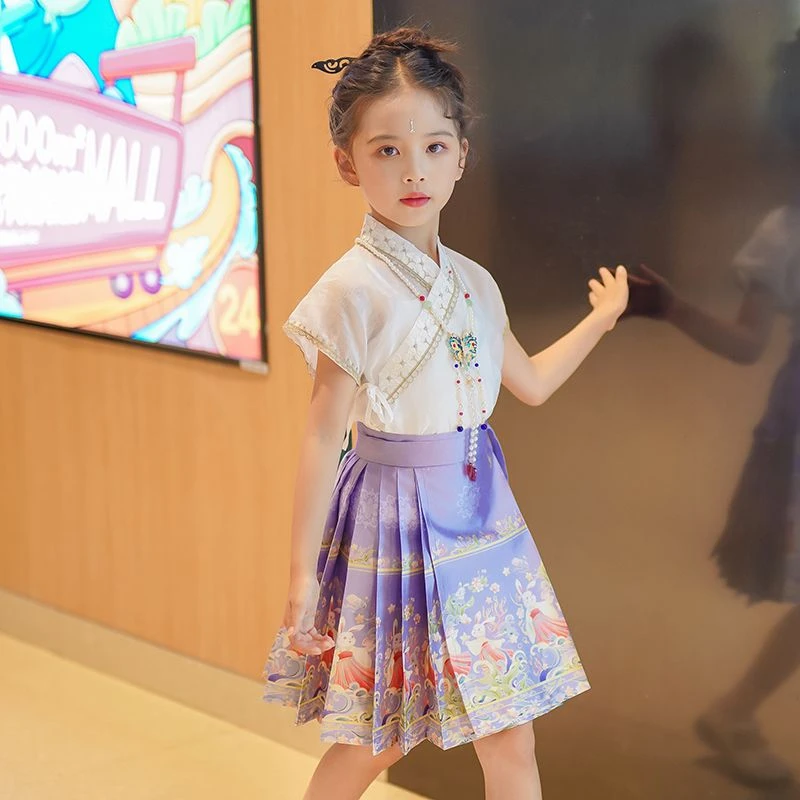 女童汉服夏款儿童套装古风马面裙夏季明制古装2025新款国风半身裙