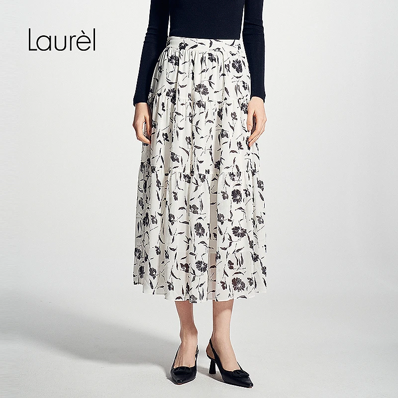 Laurel劳芮25春夏新款田园度假风印花蛋糕裙女LWD361Q02100