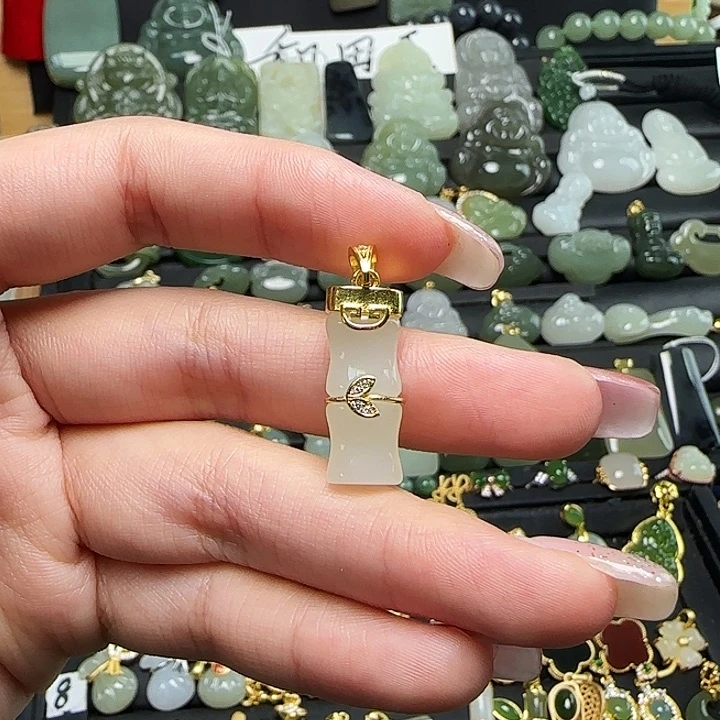 颈饰银S925镶嵌和田玉送链子送绳