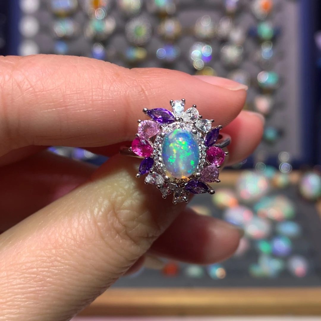 银S925镶嵌欧泊戒指款式