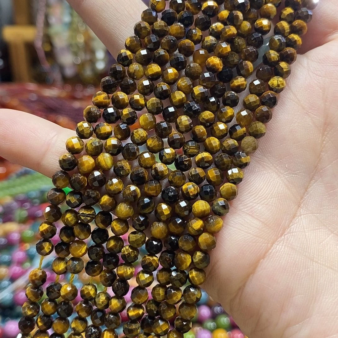 玛瑙/玉髓未镶嵌珠宝半成品虎眼切面一条卡4mm