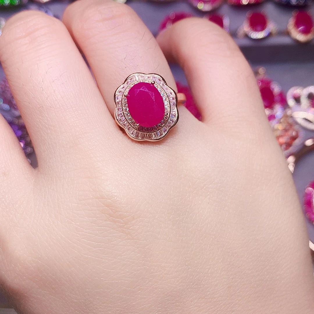 银S925镶嵌戒指红宝石