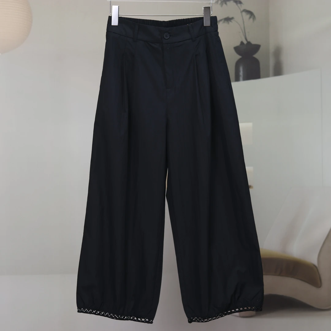 【10471】高品质原创设计黑色百搭韩版镂空灯笼裤C