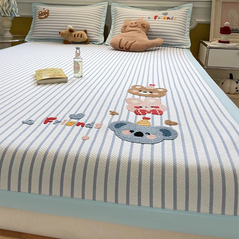 夏季天可机水洗冰丝床单学生宿舍凉感被单人枕套三件套空调凉席子