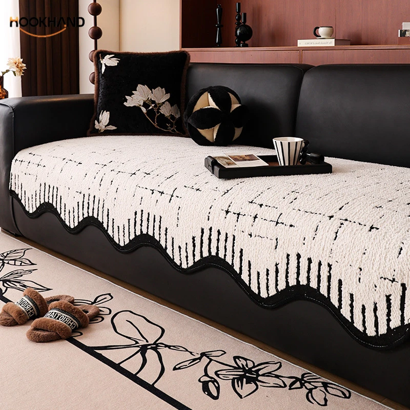 高级感毛绒沙发垫新款异形沙发坐垫秋冬款防滑皮沙发套罩盖布