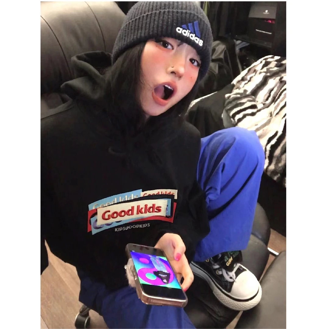 2024秋冬新款重磅多重box印花重工卫衣美式复古连帽帽衫男女同款