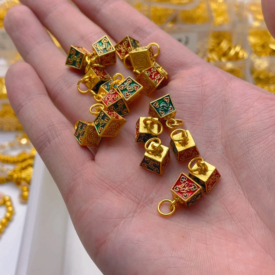 锆石铜合金珐琅彩称心如意2颗