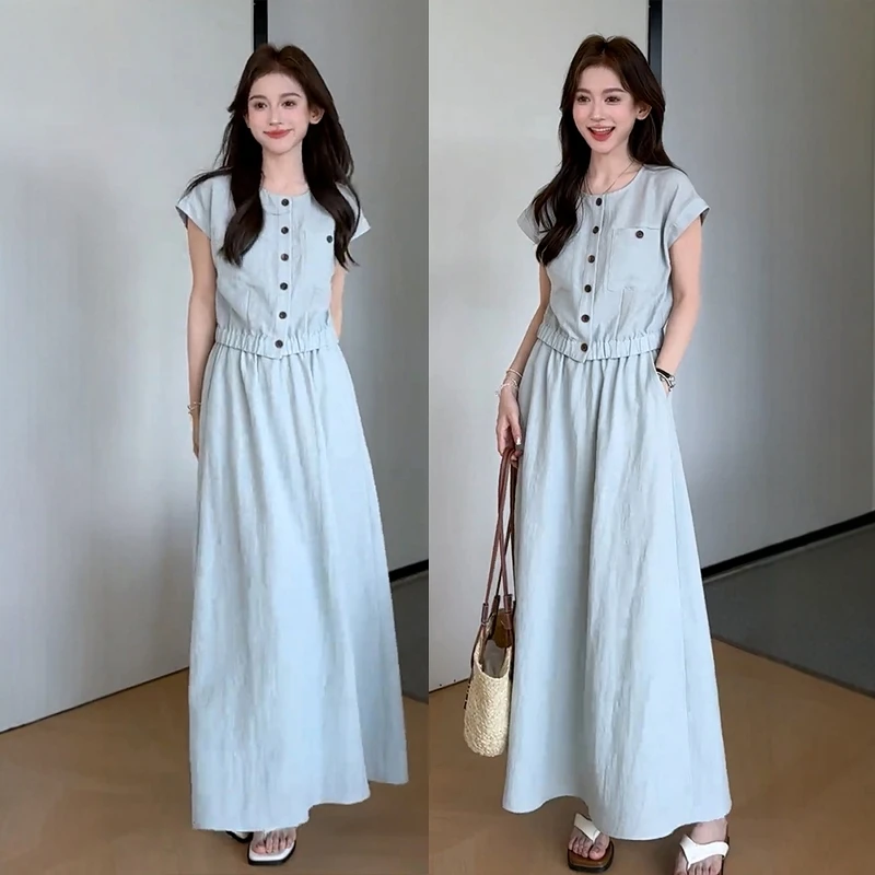 4827绝美漂亮连衣裙套装女今年流行爆款巨好看穿搭一整套半身长裙