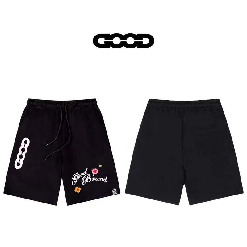 2025最新款小花卉立体刺绣标语轻奢时尚男女高级感五分休闲短裤潮