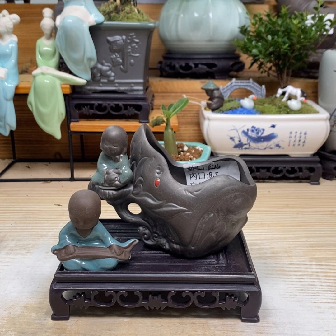 紫砂陶瓷艺术花盆陶瓷