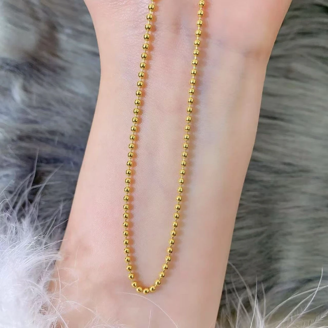 【伟新源】足金999 5G工艺 抽拉米珠链