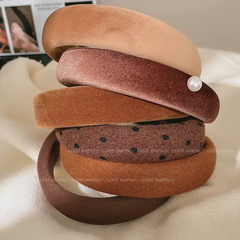 焦糖色发箍女复古秋冬高颅顶简约外出发卡高级感气质洗脸头箍头饰