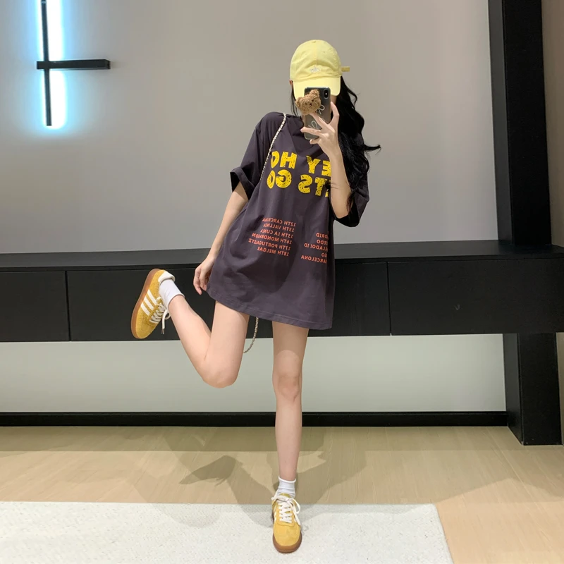 网红洋气炸街女装短袖t恤女夏季加宽纯棉痞帅炸街纯欲慵懒风上衣
