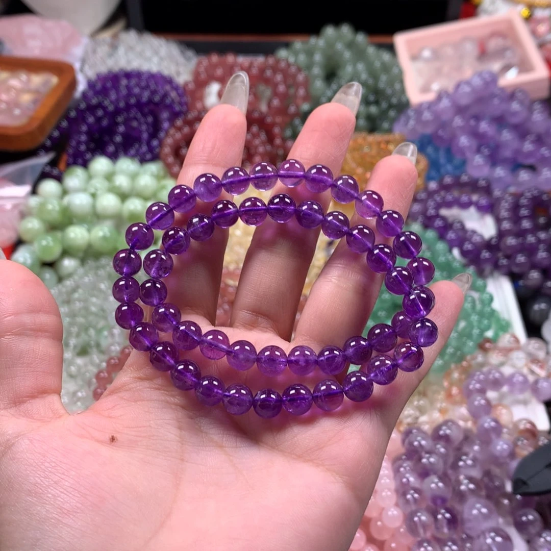 水晶手链未镶嵌乌拉圭紫水晶卡7.5双圈