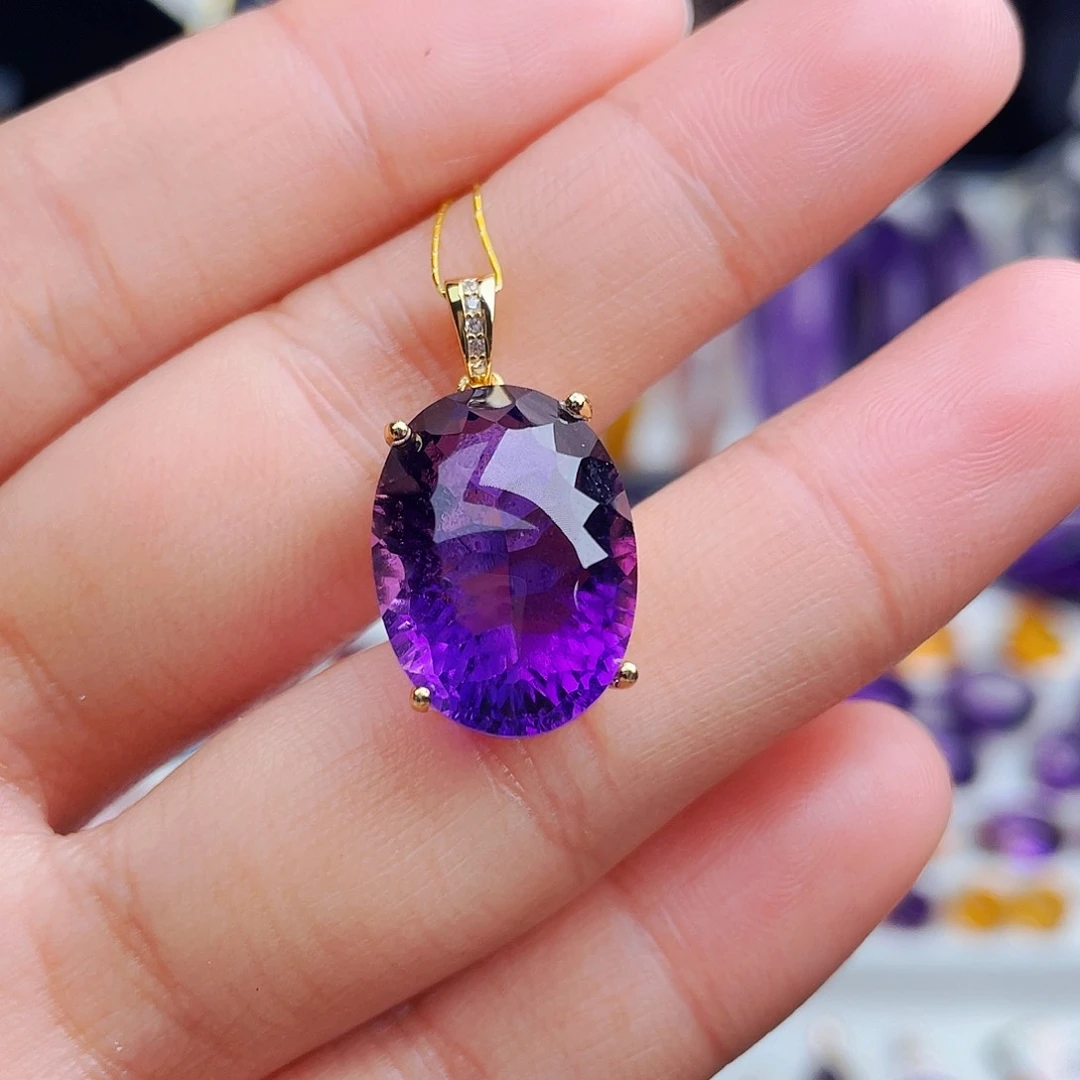 颈饰银S925镶嵌紫晶天然保真