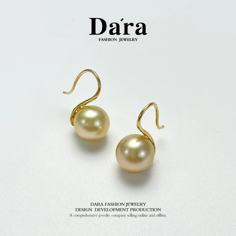 DARA/戴拉【明星会】南洋金珠海水珍珠10-11mm高跟鞋耳饰大气优雅