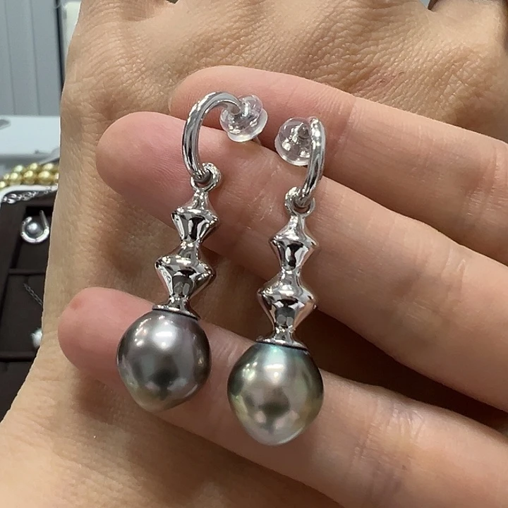 银S925镶嵌耳饰海水珍珠