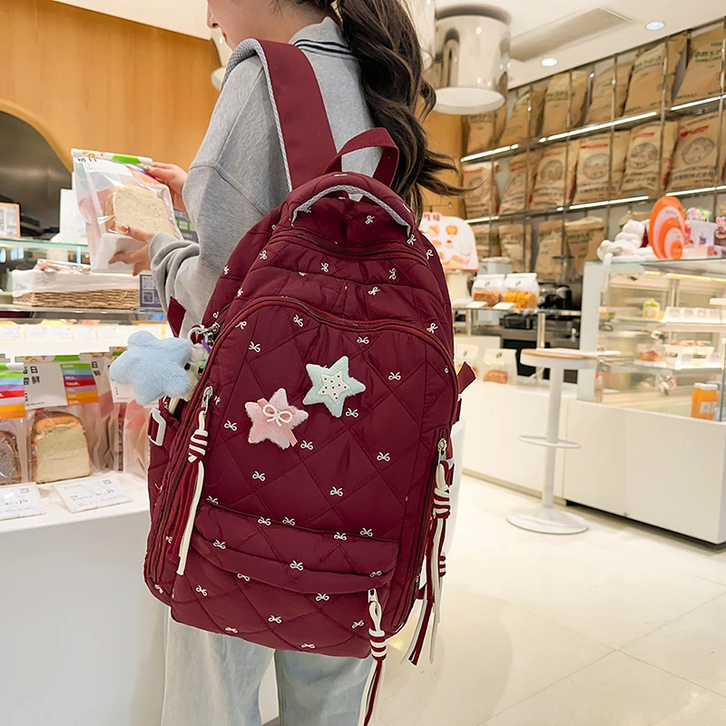 书包大学生电脑双肩包女2025新款旅行初中生高中生百搭轻便小学生