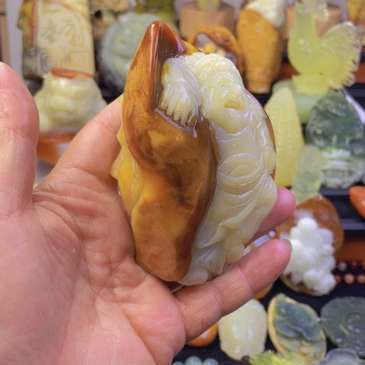 未镶嵌蛇纹石玉手把件