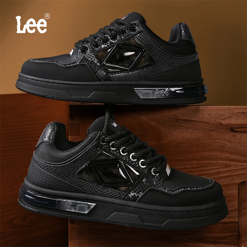 Lee官方冬季男鞋休闲鞋潮流增高黑色板鞋男款2025新款运动鞋子男