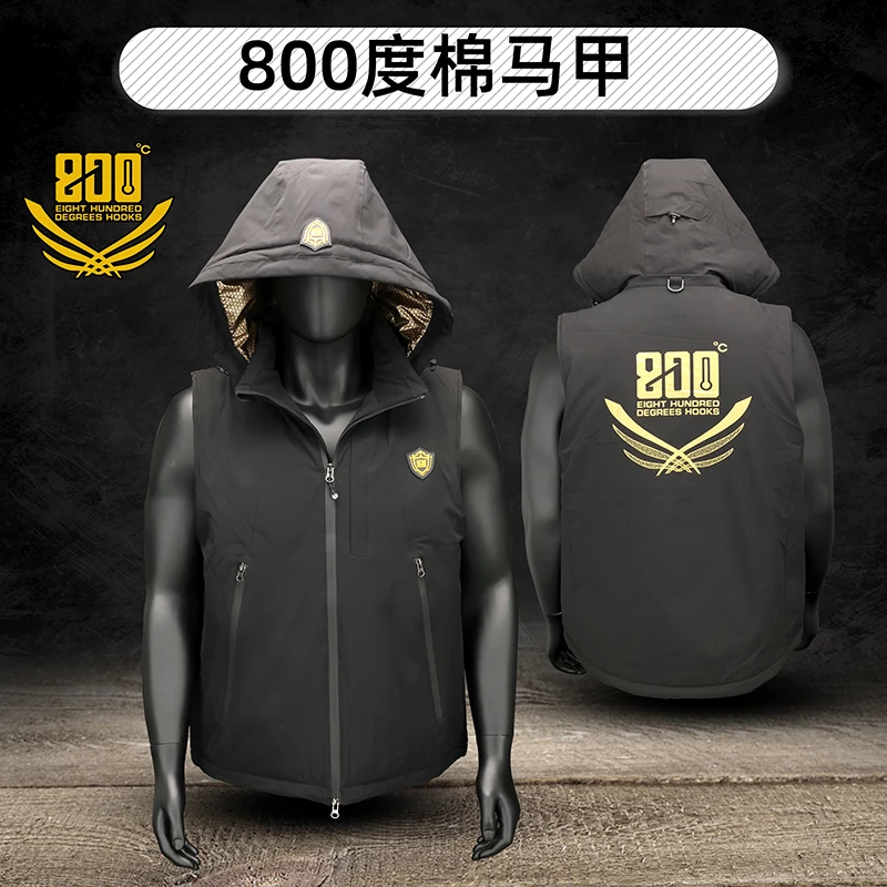 800度冬季棉马甲钓鱼马甲棉背心钓鱼服黑坑钓鱼马甲