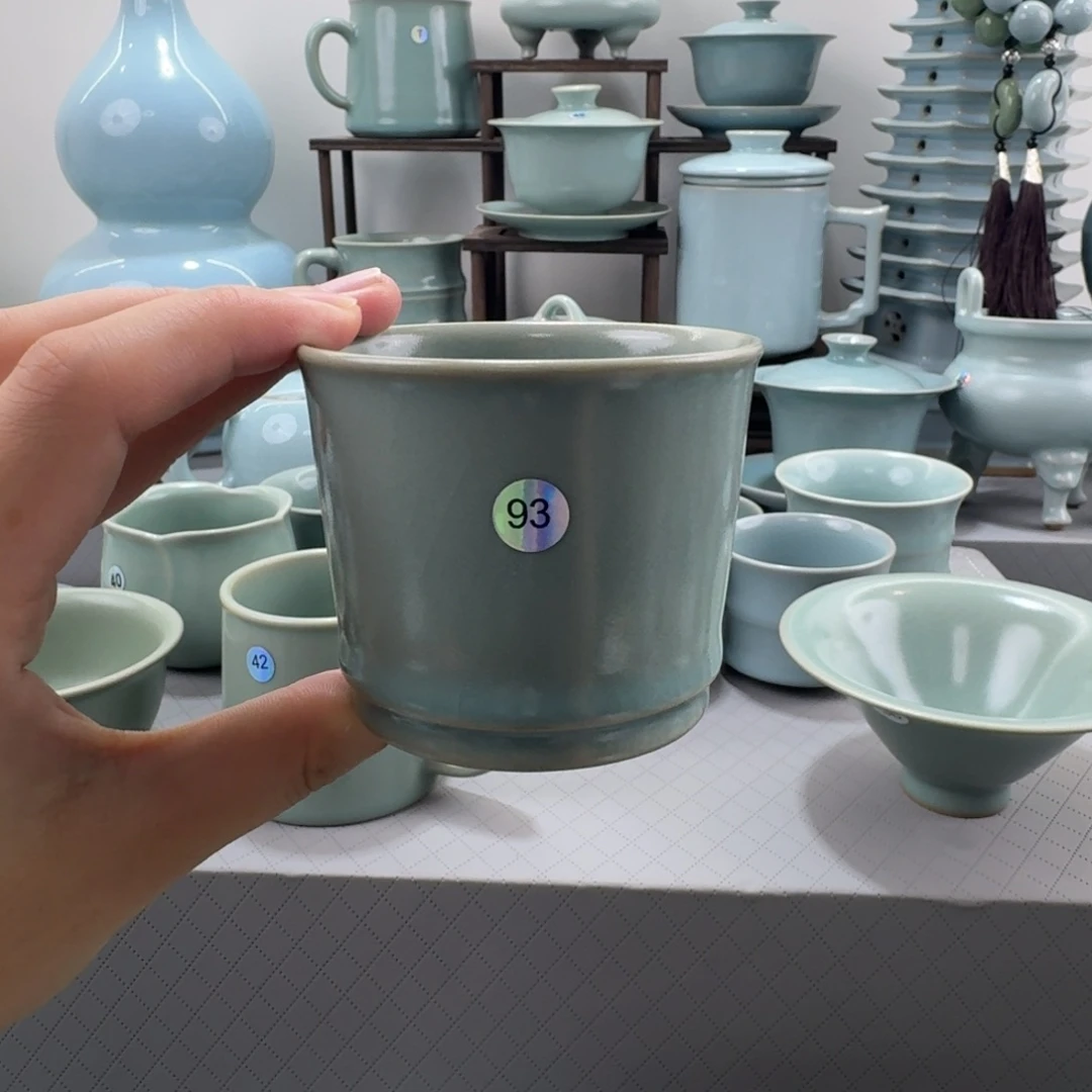 摆件微瑕汝窑仿古釉小号可乐杯93号