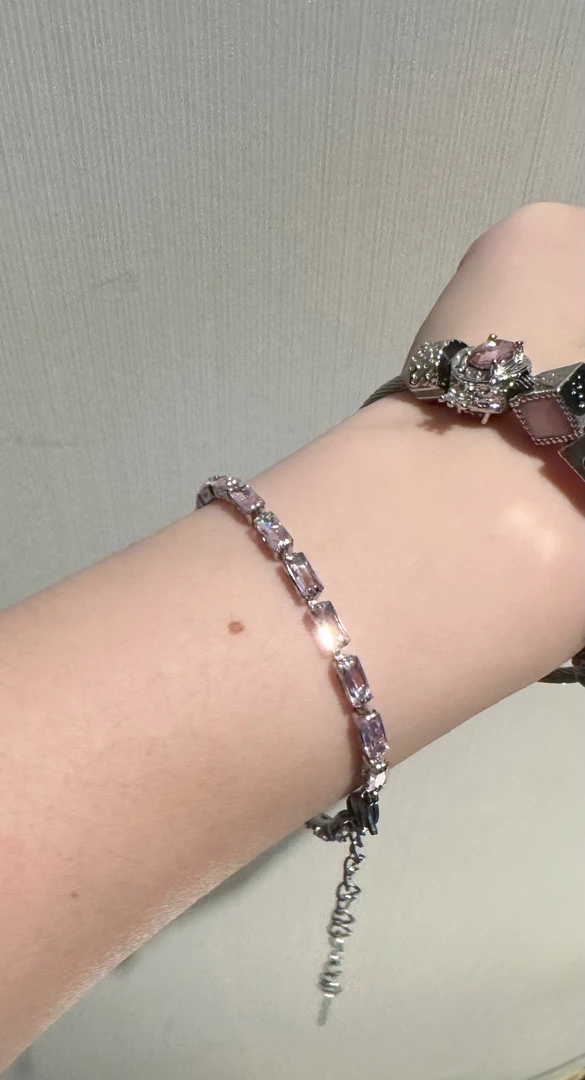 钛钢锆石手链 【少女心】长方形粉锆石轻奢甜美高级感气质风手链