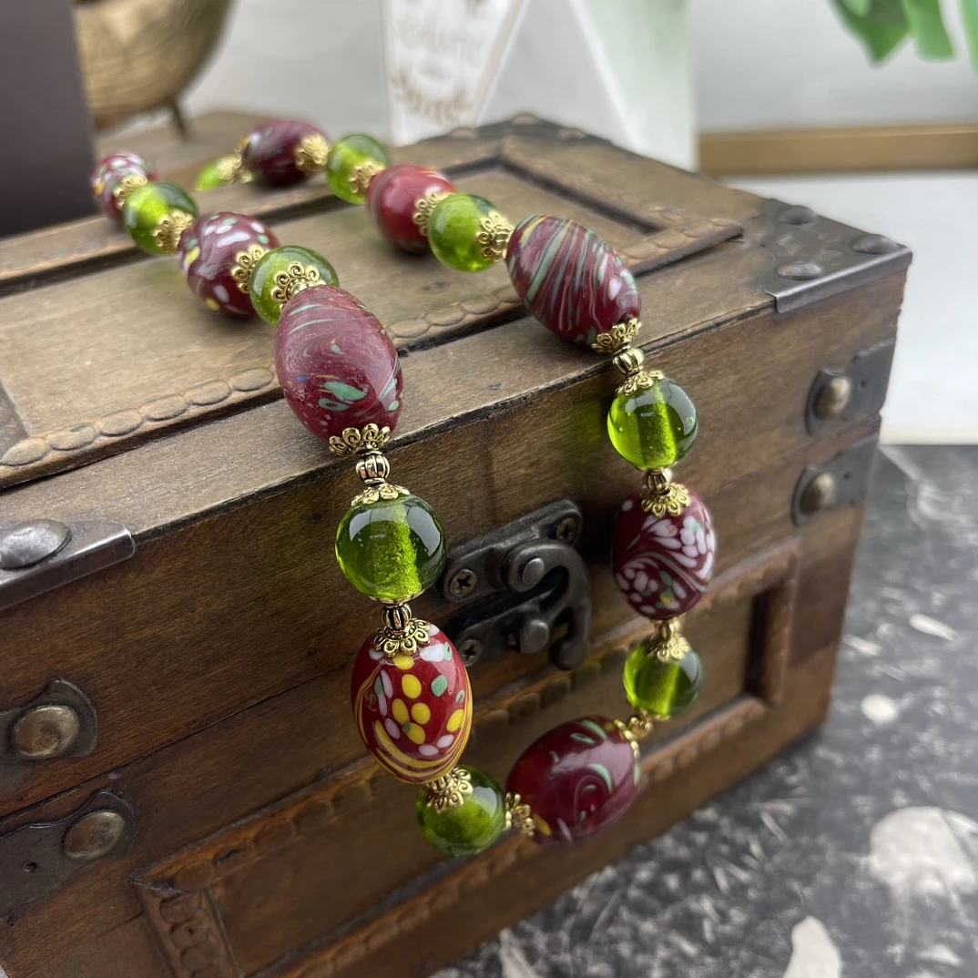 铜合金琉璃项链 凤眼琉璃项链百搭手工复古民族风古典宫廷风气质