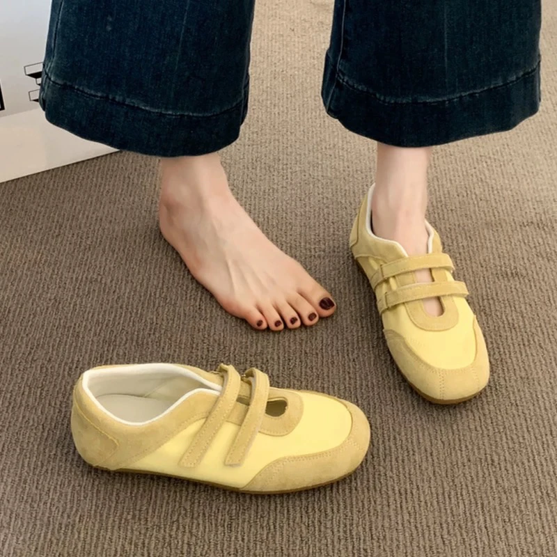 三福真皮芭蕾德训鞋女软底休闲阿甘鞋2025新款薄款平底玛丽珍单鞋