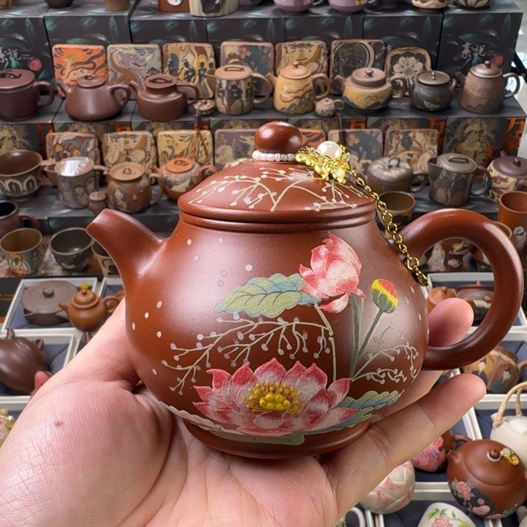 茶壶紫砂250cc荷花潘壶