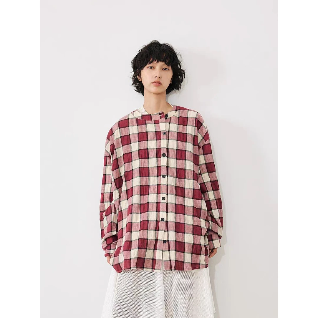 Anna mooer格纹长袖衬衫AM051118C