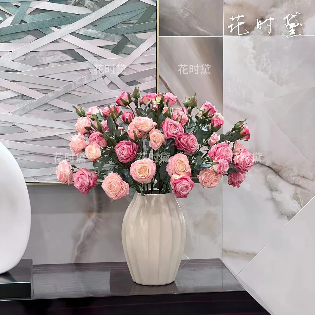 轻奢风焦边六头嘉娜玫瑰烤边干花婚庆花墙家居装饰花