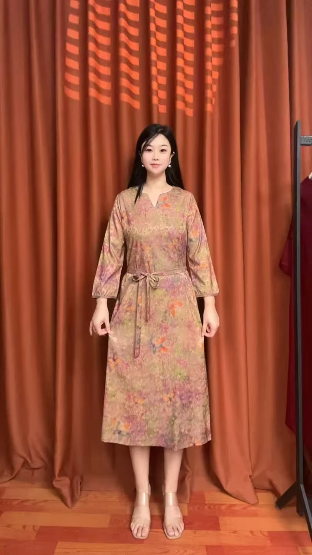 (金梦蝶)秋装简约时尚显瘦气质女装宽松中长款连衣裙