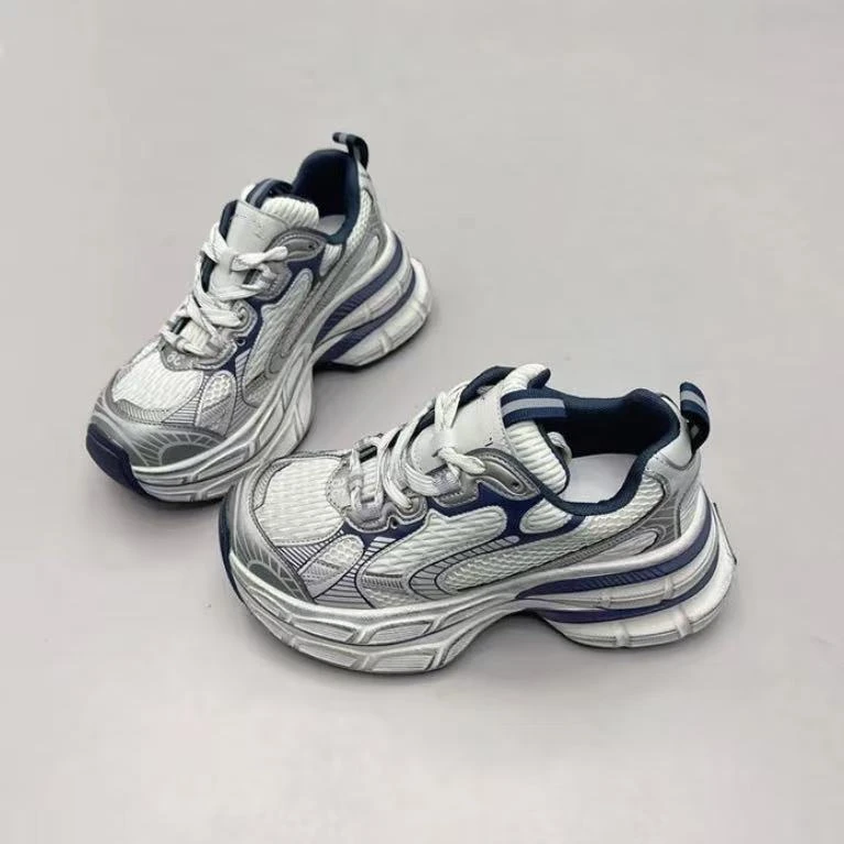 C7160 兰色  擦色时尚圆头系带休闲运动鞋女士老爹鞋