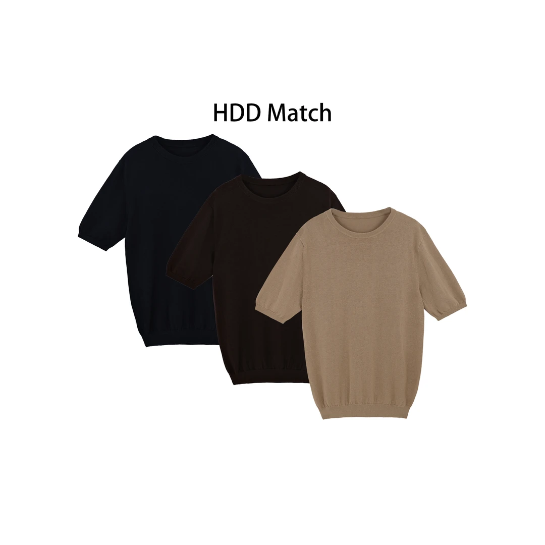 HDD- "寂 静"  棉+麻 净版圆领简约休闲短袖T恤打底上衣 Y8361